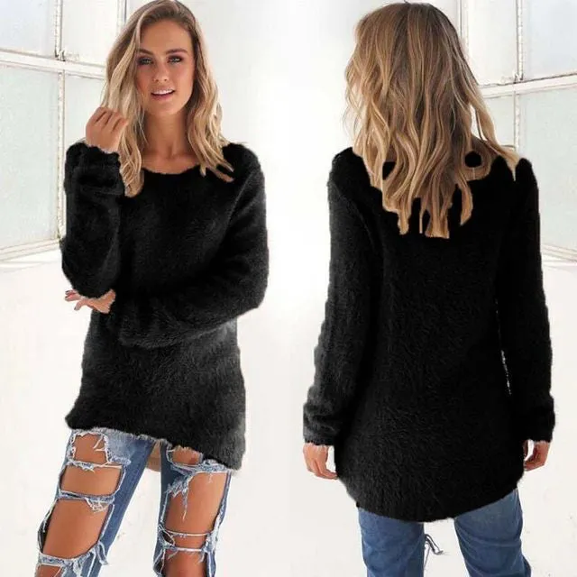 Comfy fuzzy long pullover sweater