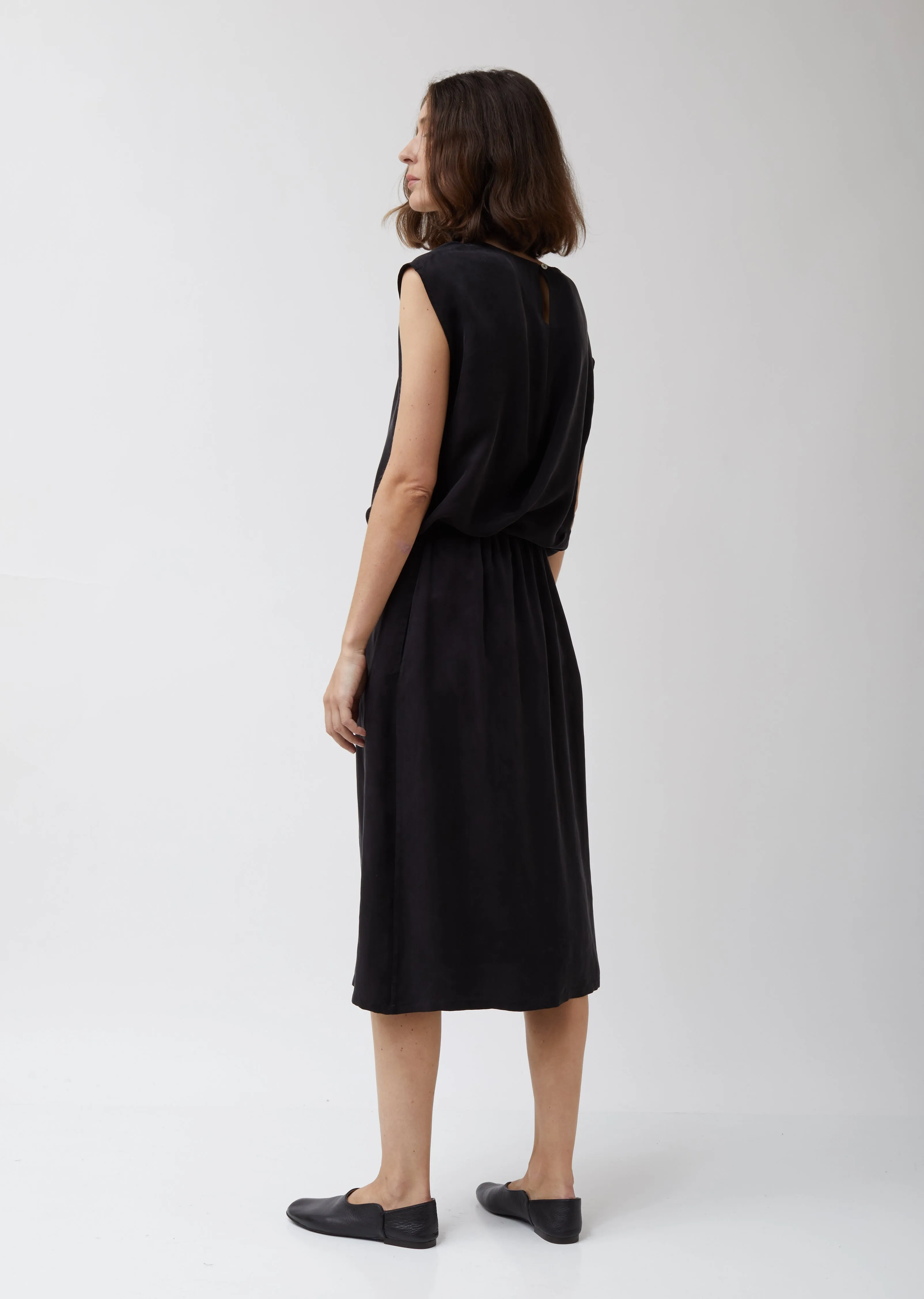 Cupro Twill Formal Midi Skirt