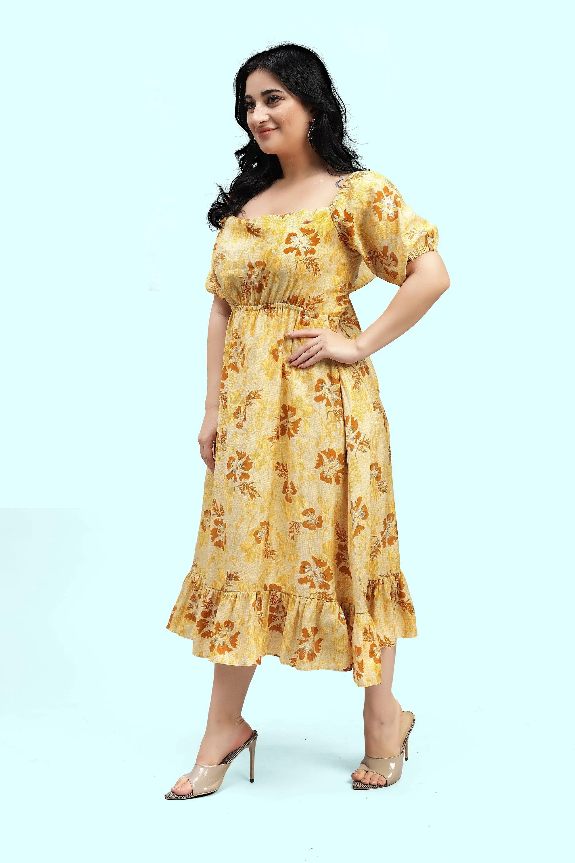 Curvy Lane Women Plus Size Raglan Sleeves Floral Dress