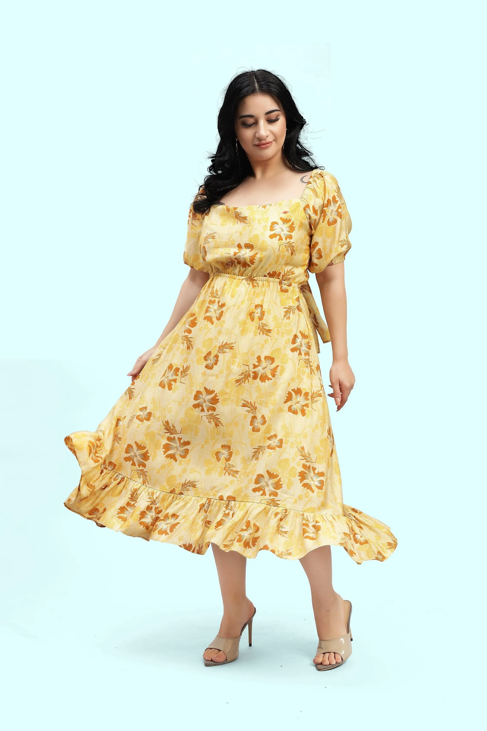 Curvy Lane Women Plus Size Raglan Sleeves Floral Dress