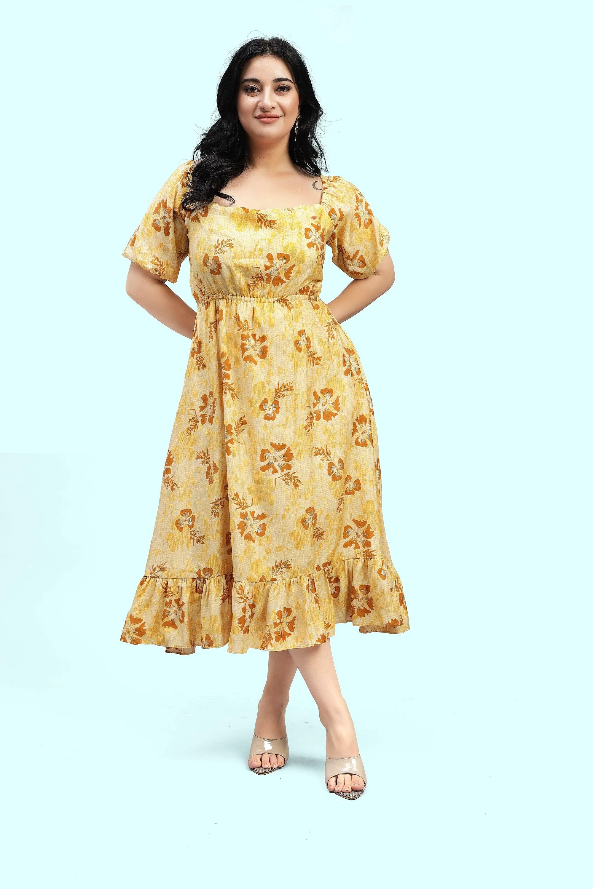 Curvy Lane Women Plus Size Raglan Sleeves Floral Dress