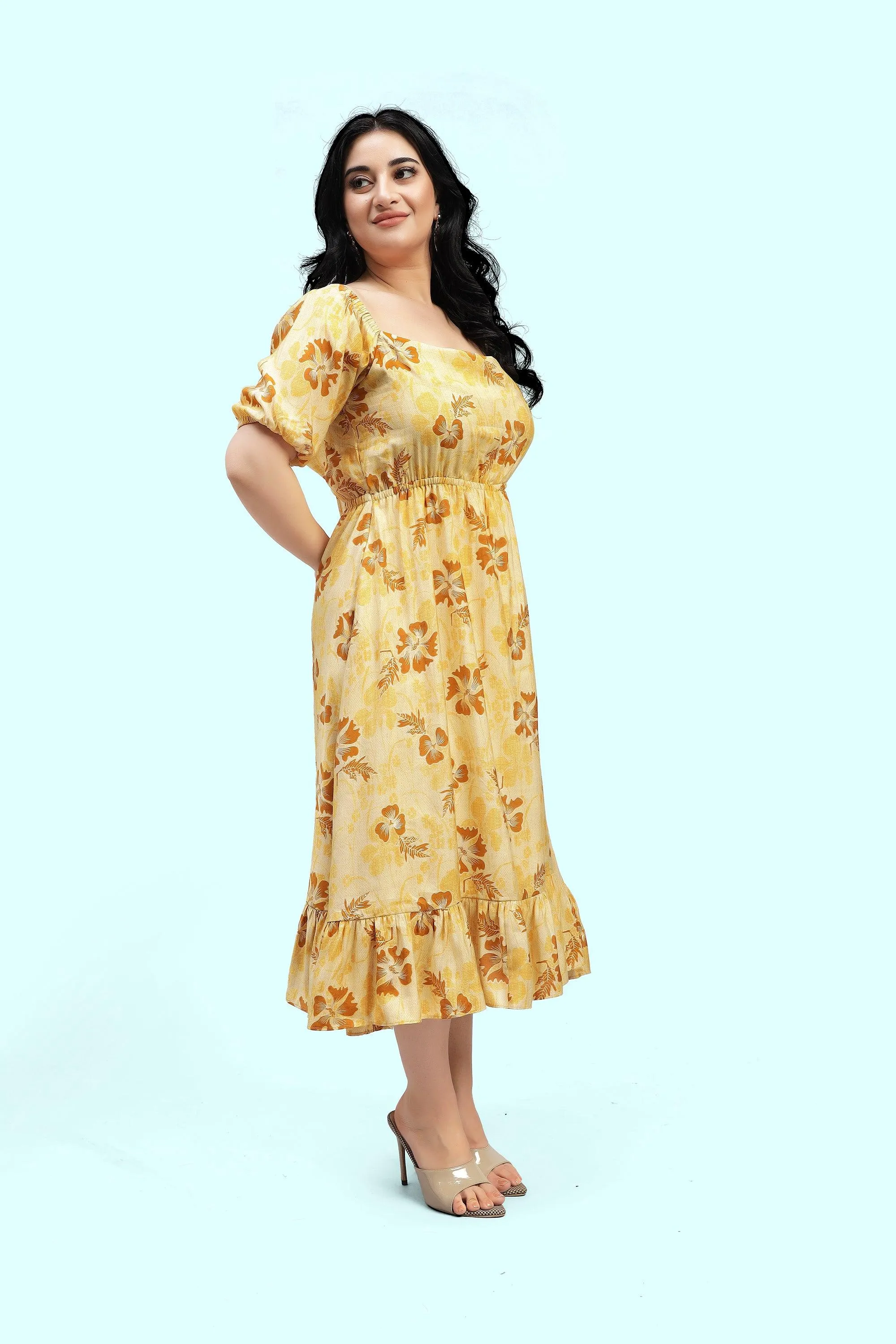 Curvy Lane Women Plus Size Raglan Sleeves Floral Dress