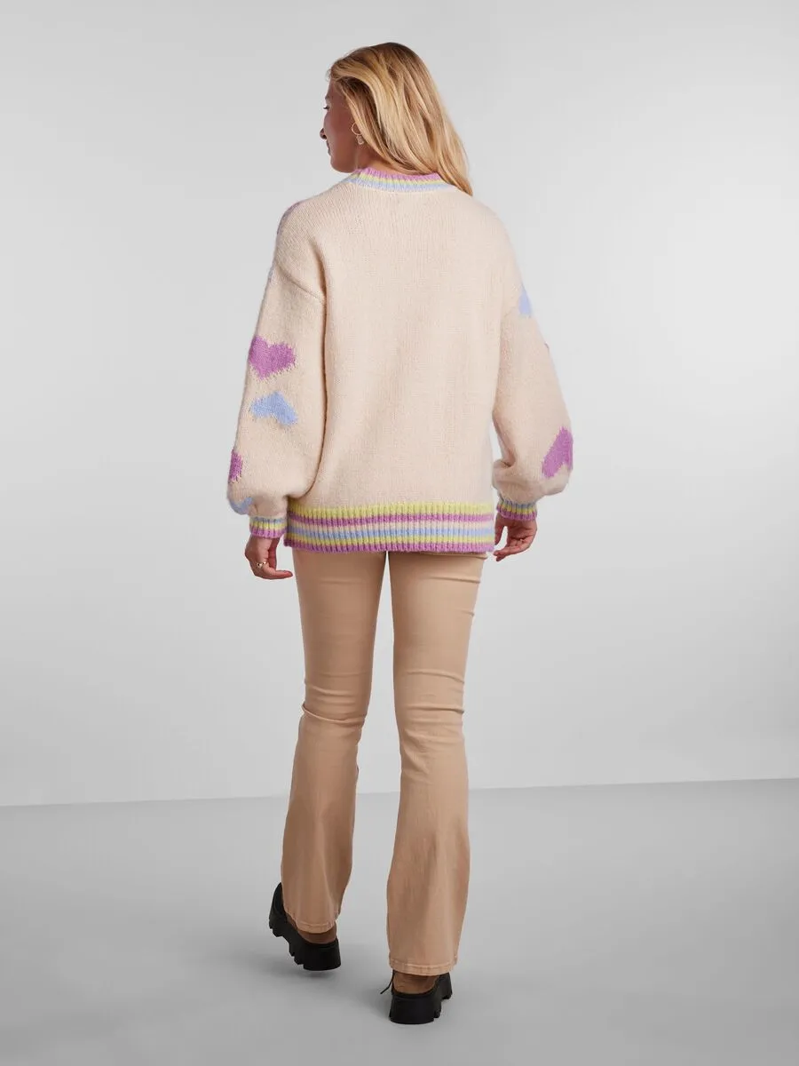 Daniella Round Neck Jumper (Cloud Dancer/Hearts)