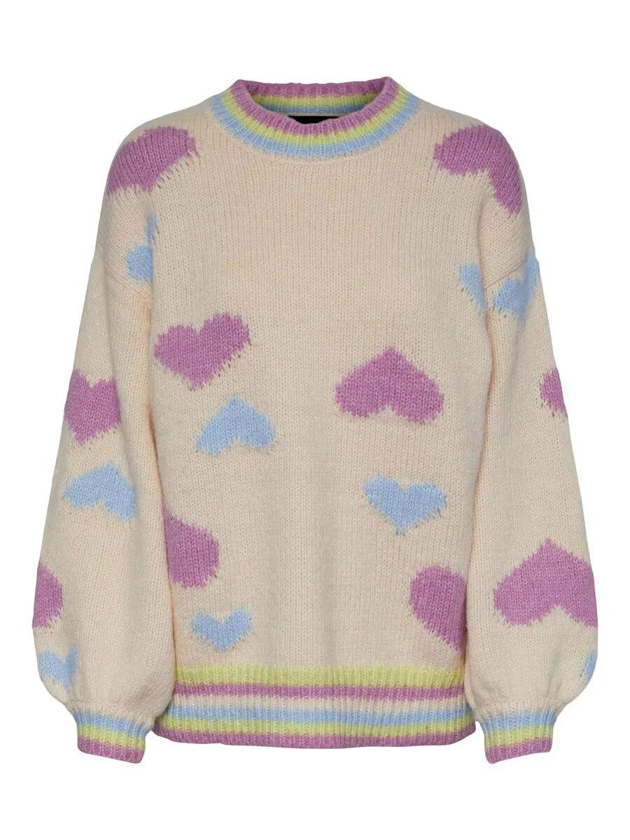 Daniella Round Neck Jumper (Cloud Dancer/Hearts)