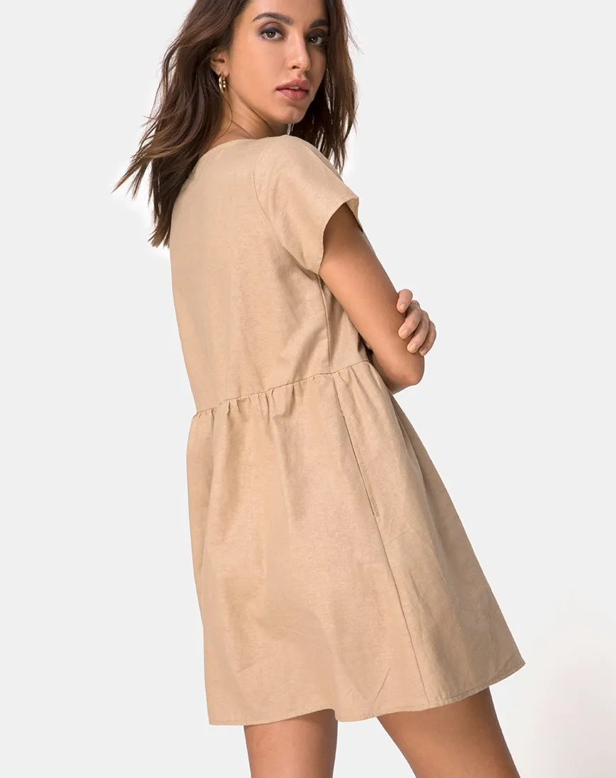 Deira Babydoll Dress in Stone