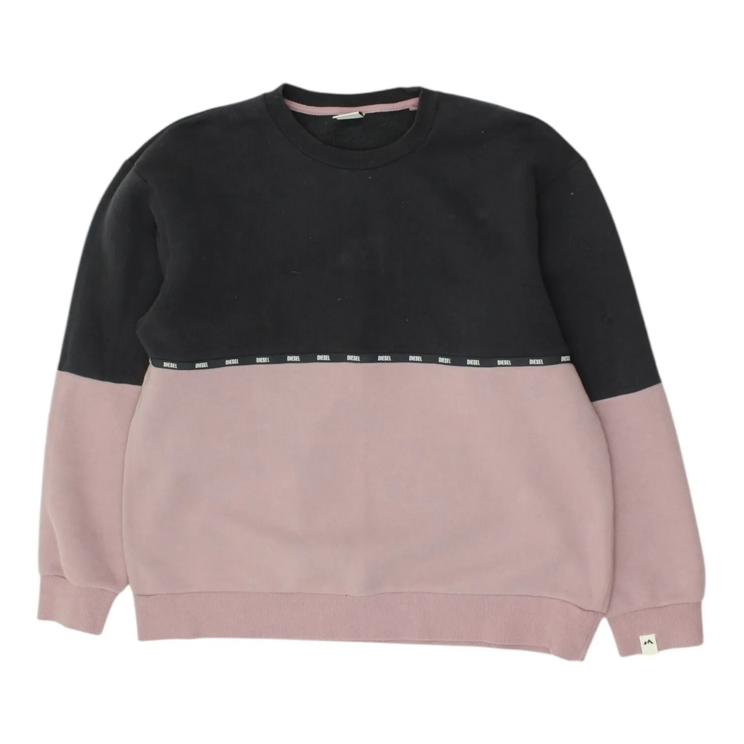 Diesel Womens Navy Grey Pink Crew Neck Sweatshirt | Casual Streetwear Jumper