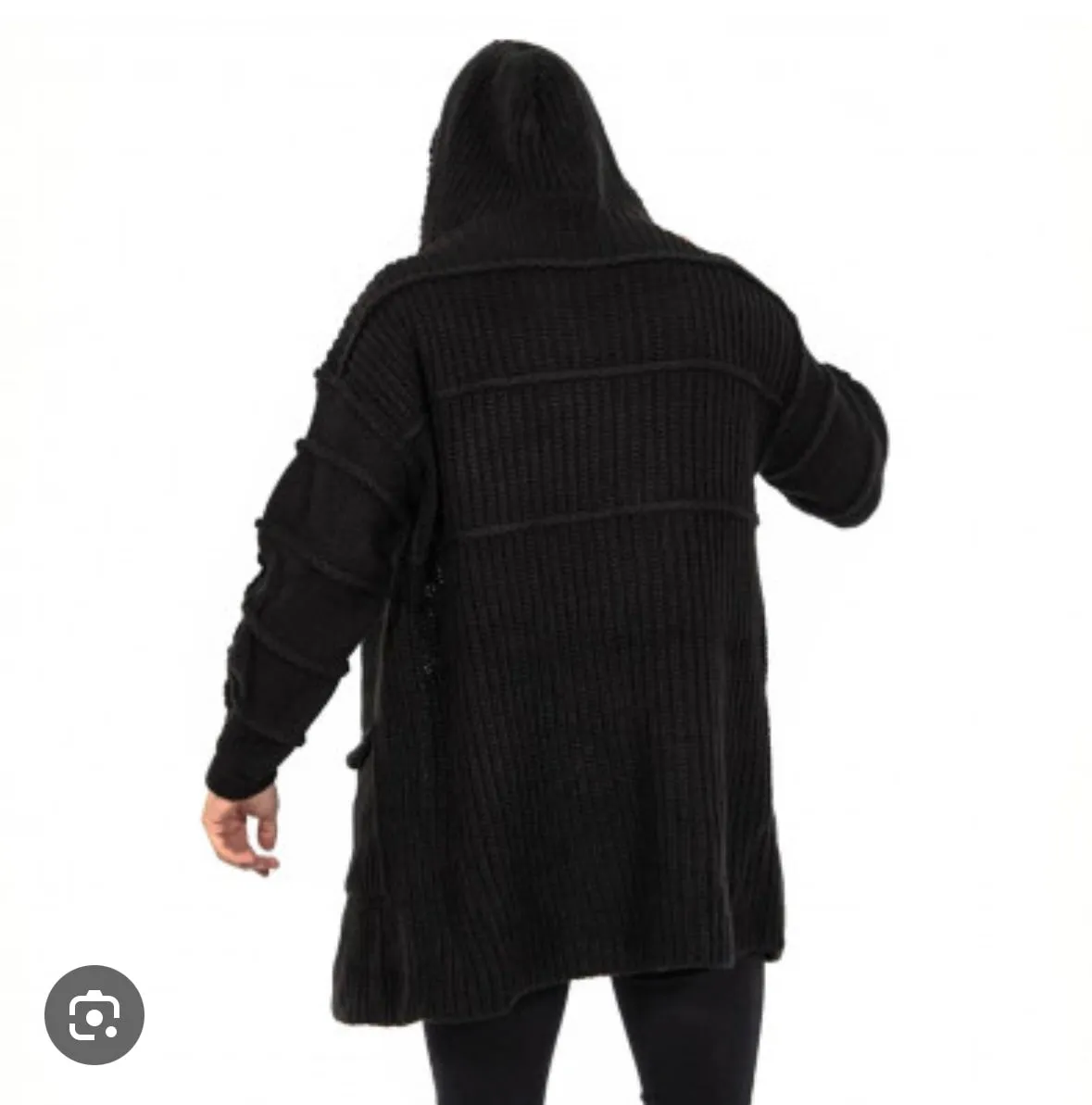 [Dimo] Charcoal Black Fashion Sweater Cardigan with Hood