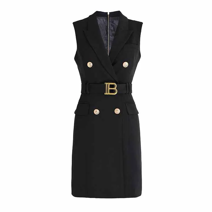 Double Breasted Gold Button Blazer Dress for Women Mini Blazer Dresses