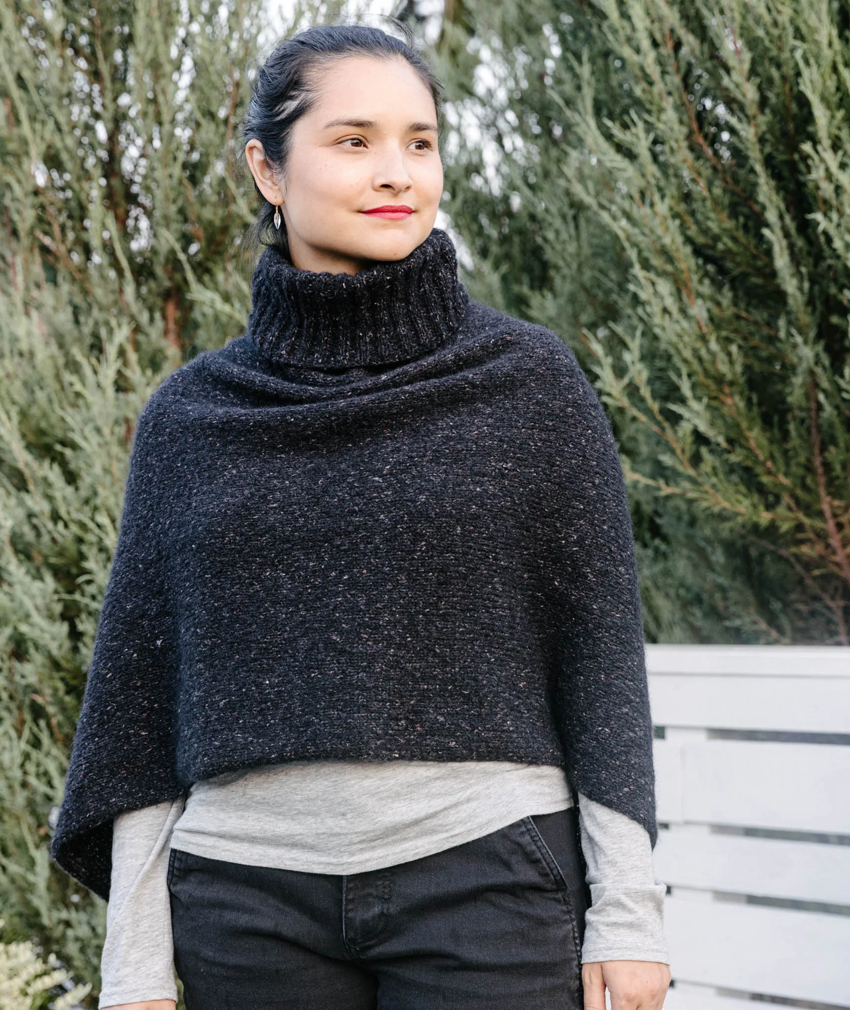 Easy Folded Poncho: Ribbed Cowl Version Using Rowan Fine Tweed Haze