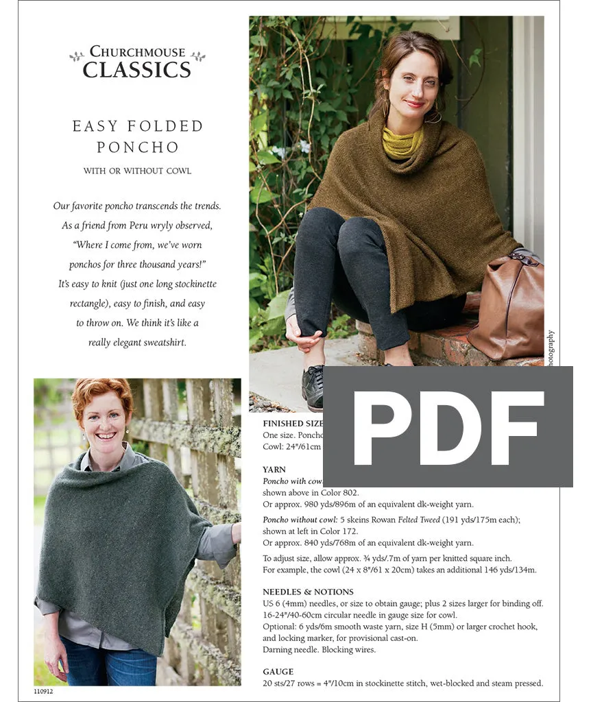 Easy Folded Poncho: Ribbed Cowl Version Using Rowan Fine Tweed Haze