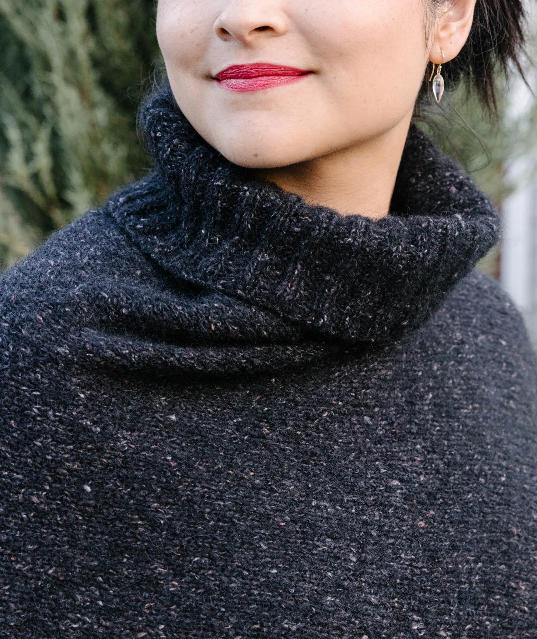 Easy Folded Poncho: Ribbed Cowl Version Using Rowan Fine Tweed Haze