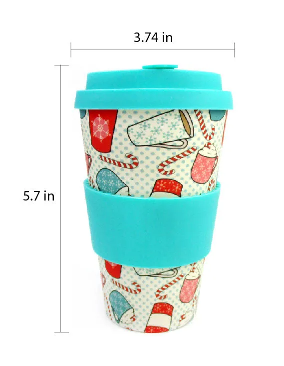 Eco-Friendly Reusable Plant Fiber Holiday Travel Mug with Christmas Coffee Design