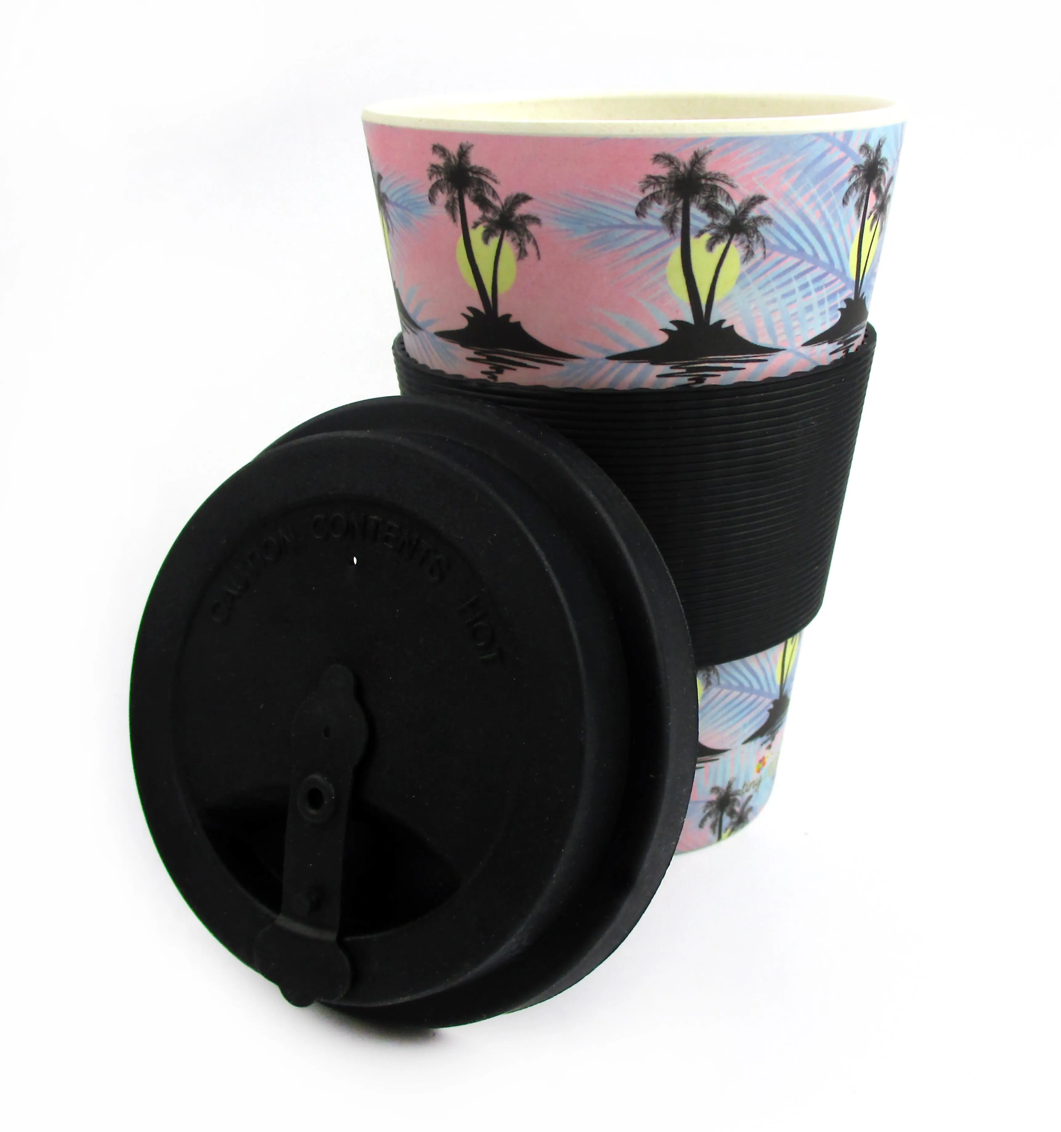 Eco-Friendly Reusable Plant Fiber Travel Mug with Cool Island Design