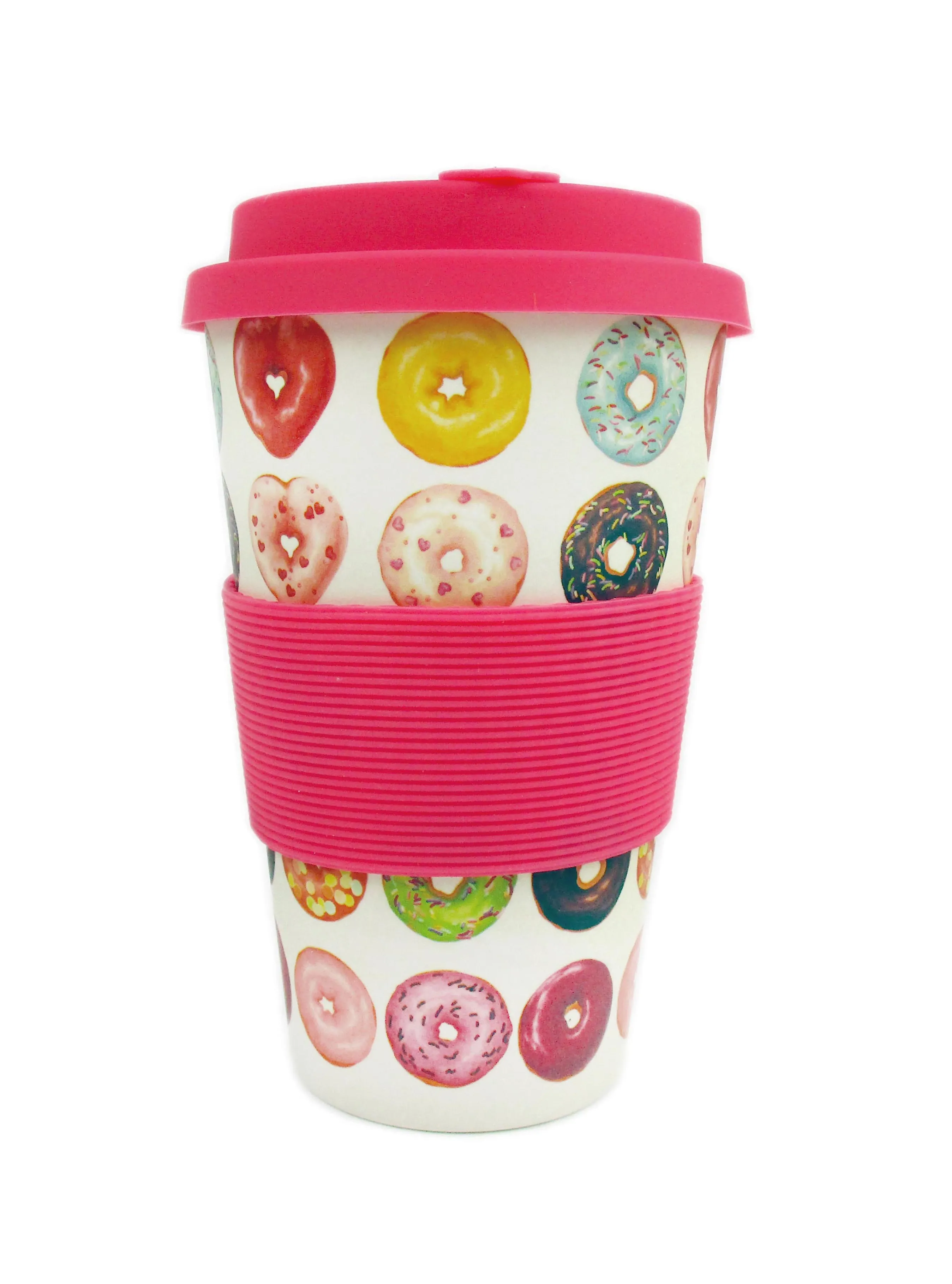 Eco-Friendly Reusable Plant Fiber Travel Mug with Donuts Design