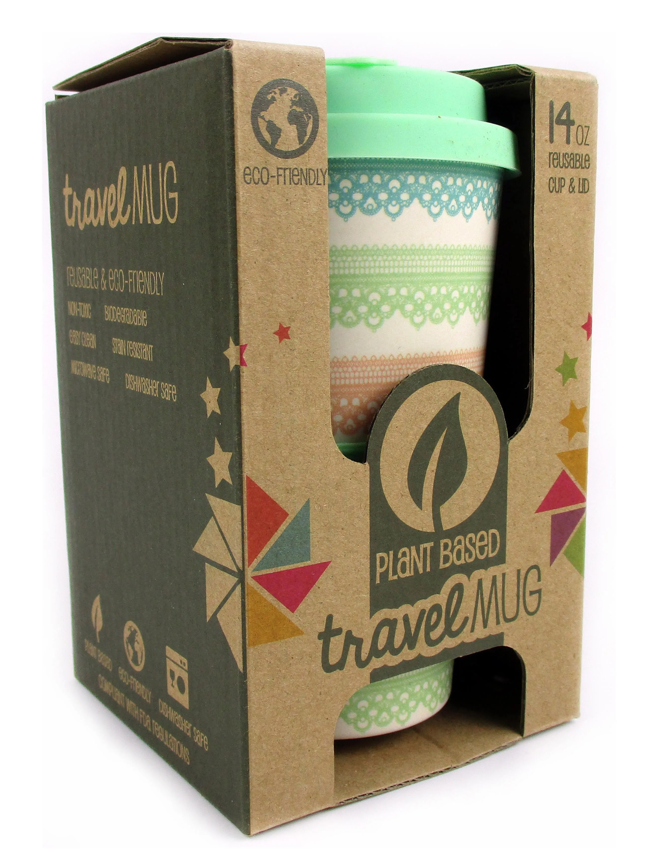 Eco-Friendly Reusable Plant Fiber Travel Mug with Lace Design