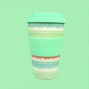 Eco-Friendly Reusable Plant Fiber Travel Mug with Lace Design