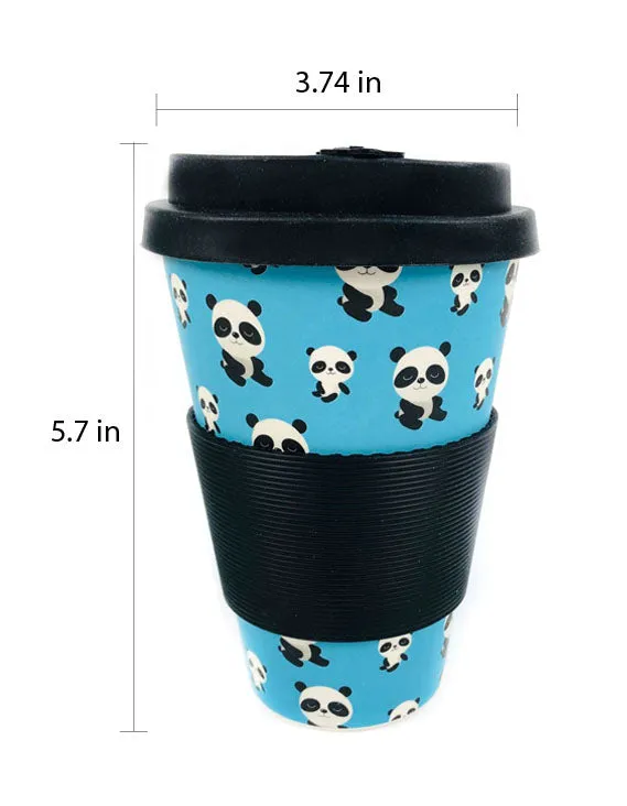 Eco-Friendly Reusable Plant Fiber Travel Mug with Panda Design