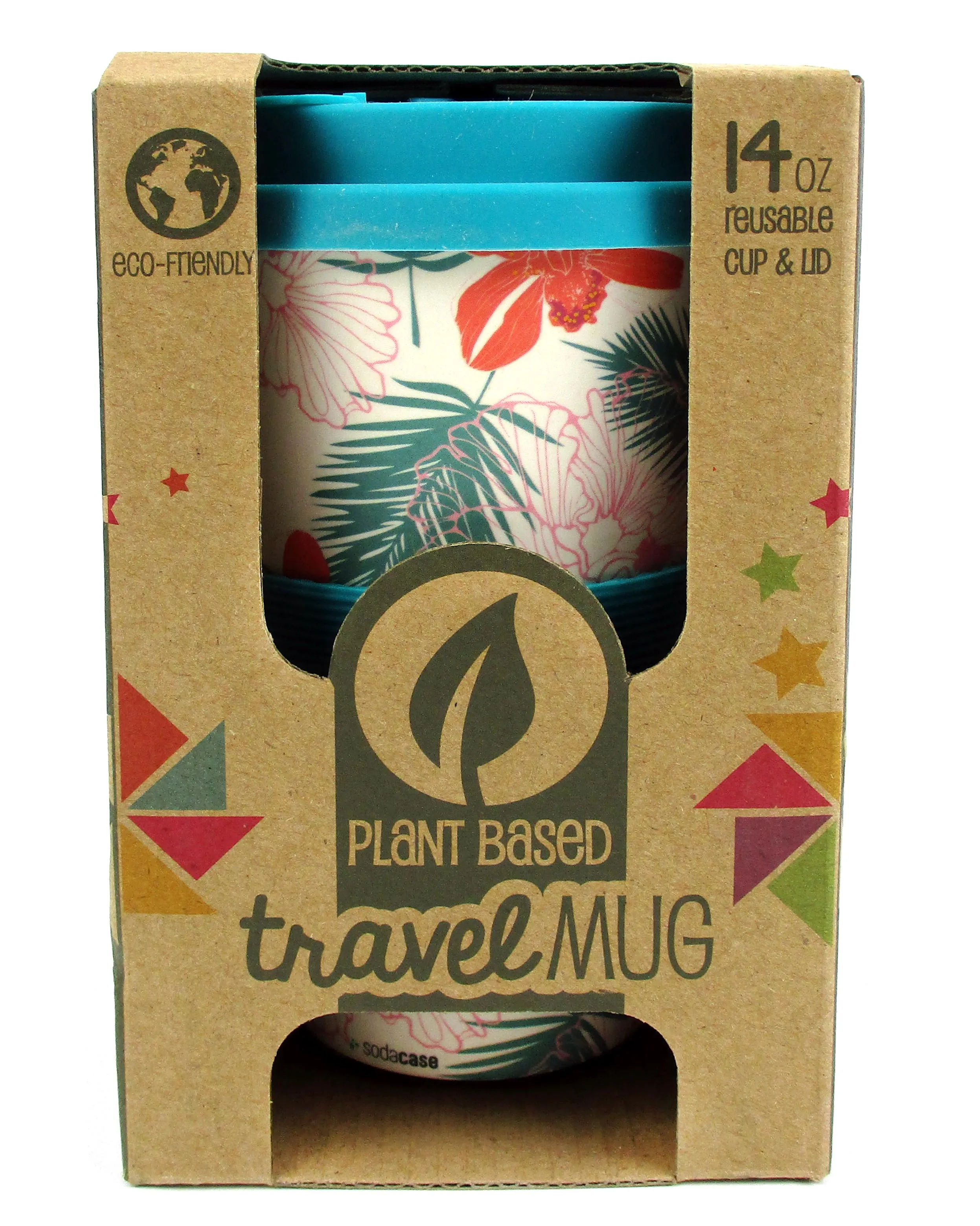 Eco-Friendly Reusable Plant Fiber Travel Mug with Tropical Paradise Design