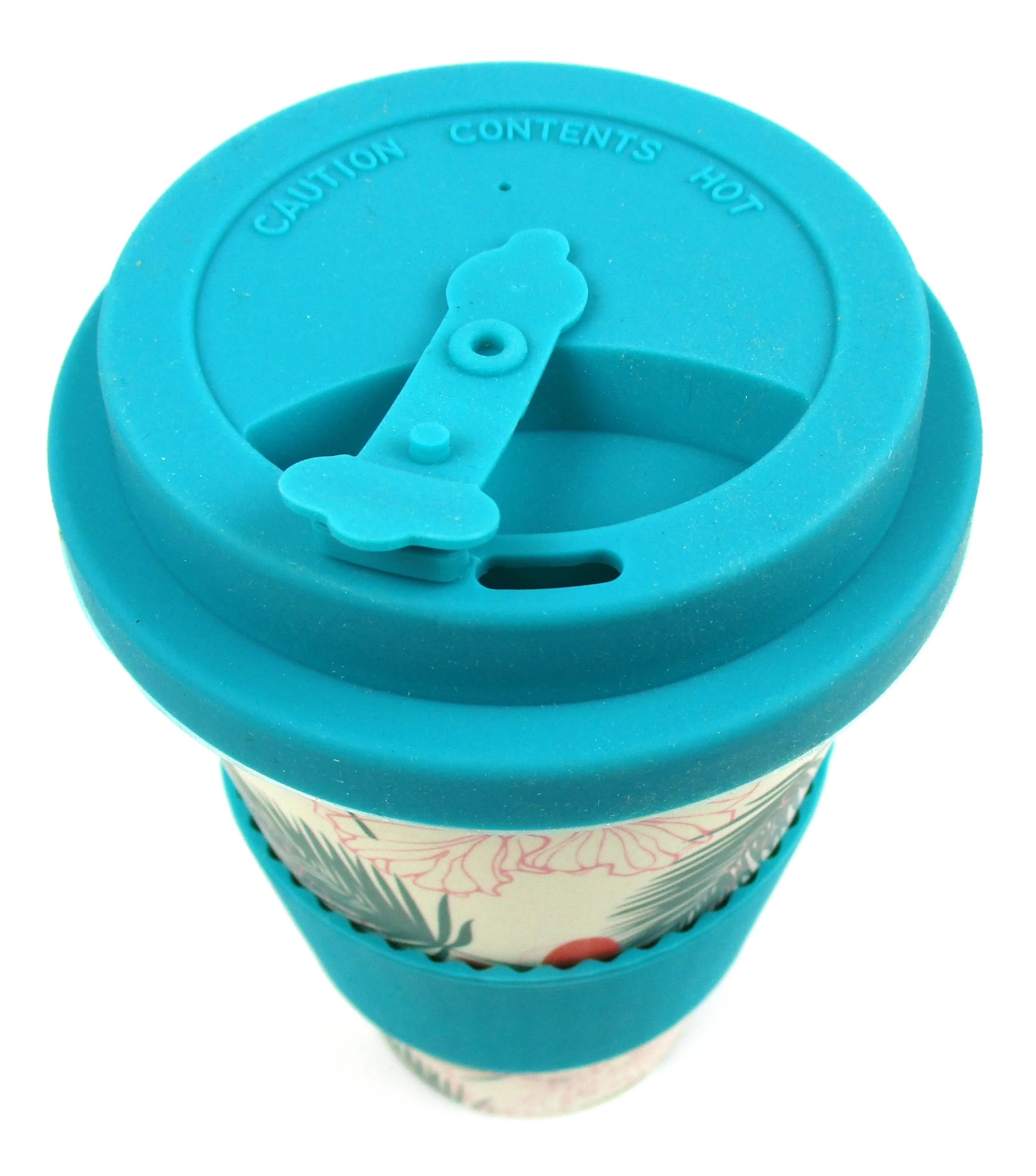 Eco-Friendly Reusable Plant Fiber Travel Mug with Tropical Paradise Design