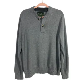 Eddie Bauer Grey Button Pullover Sweater- Size L