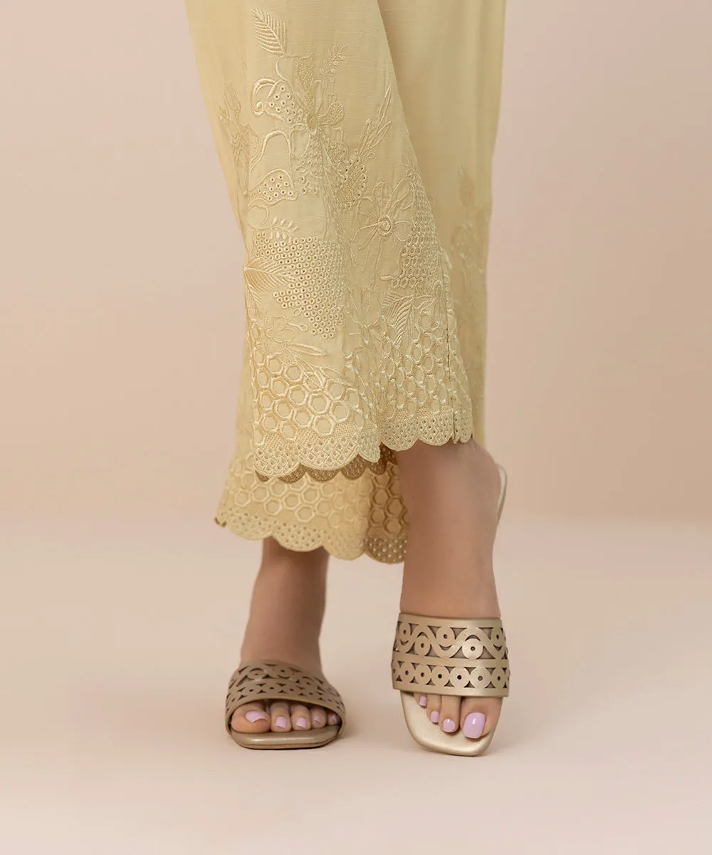 Embroidered Raw Silk Culottes