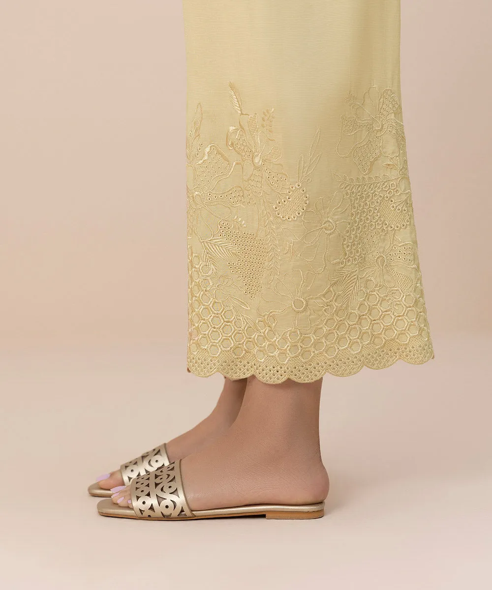 Embroidered Raw Silk Culottes