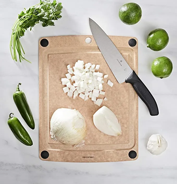 Epicurean Chopping Board Natural   Feet 9in x 6in