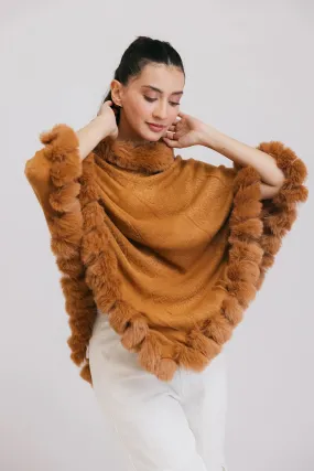 Faux Fur Pullover Poncho