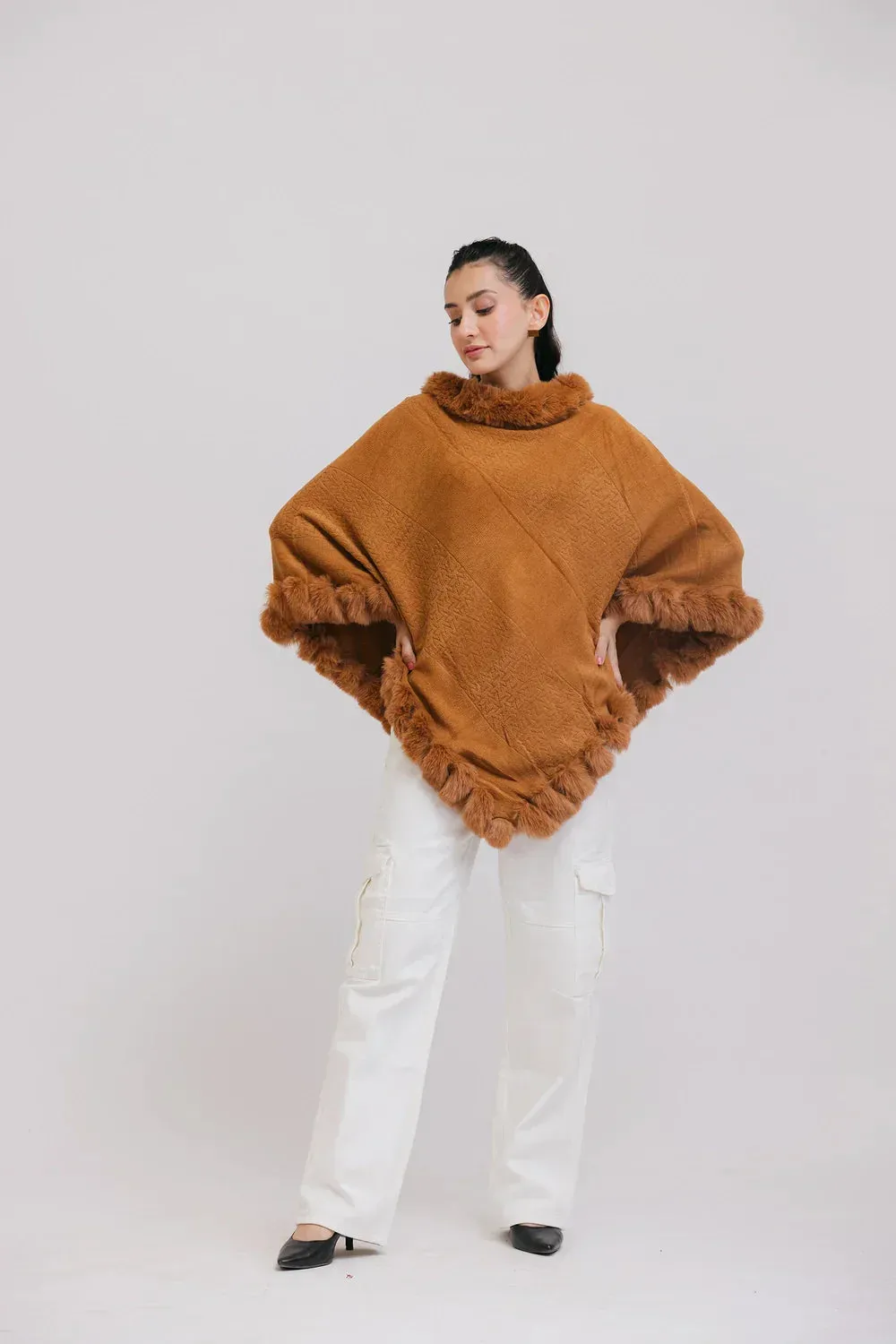 Faux Fur Pullover Poncho