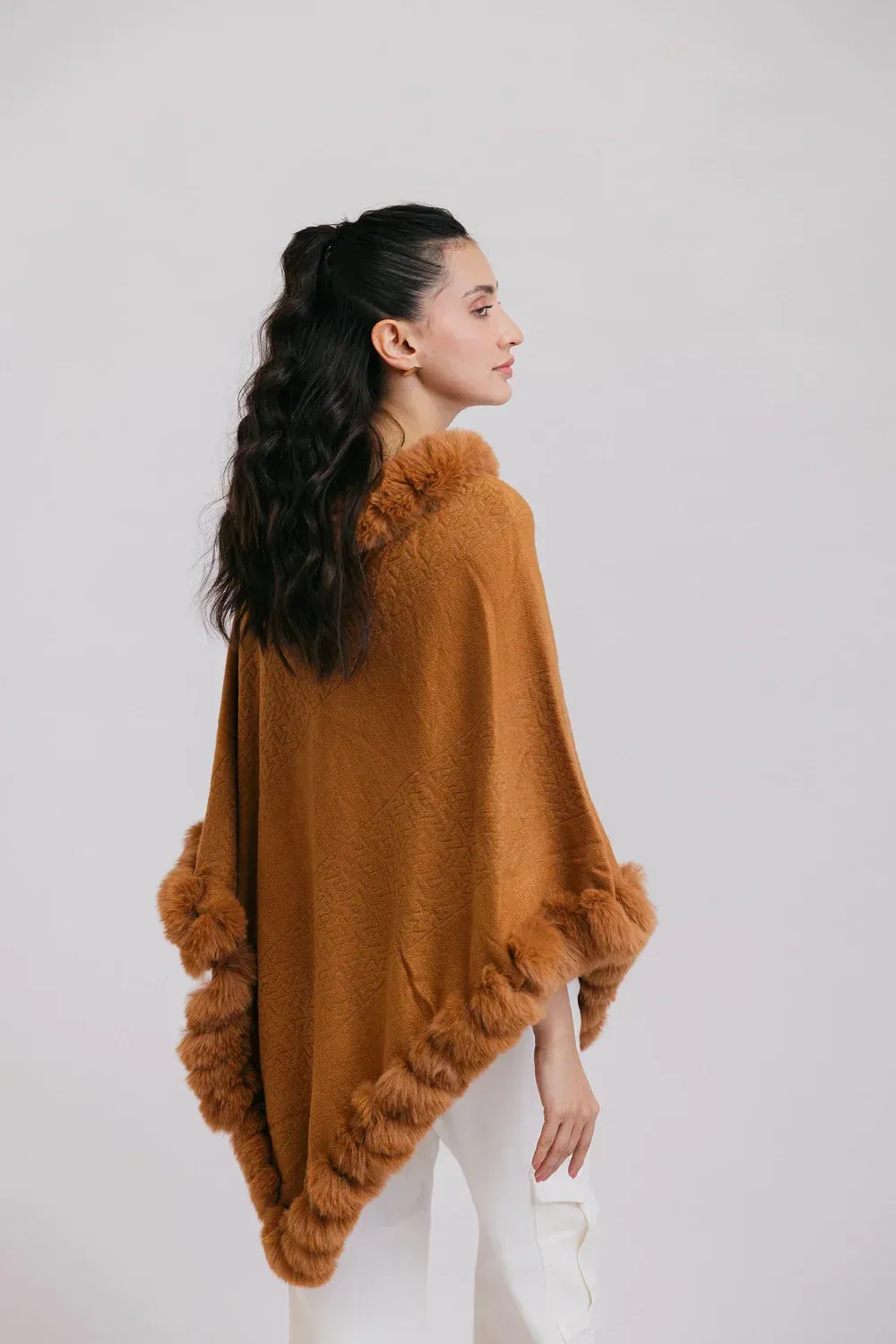 Faux Fur Pullover Poncho