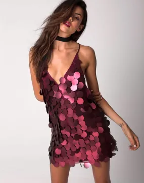 Finn Dress in Rose Big Disc Sequin