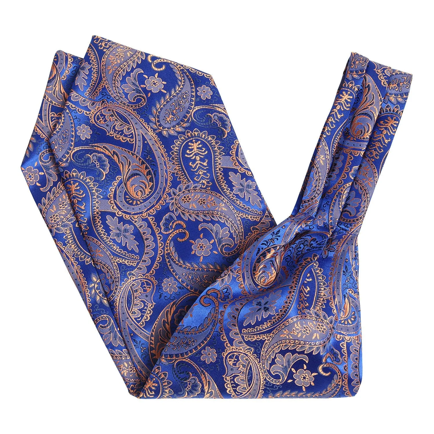 Floral Ascot Cravat Scarf - BLAU/GOLD