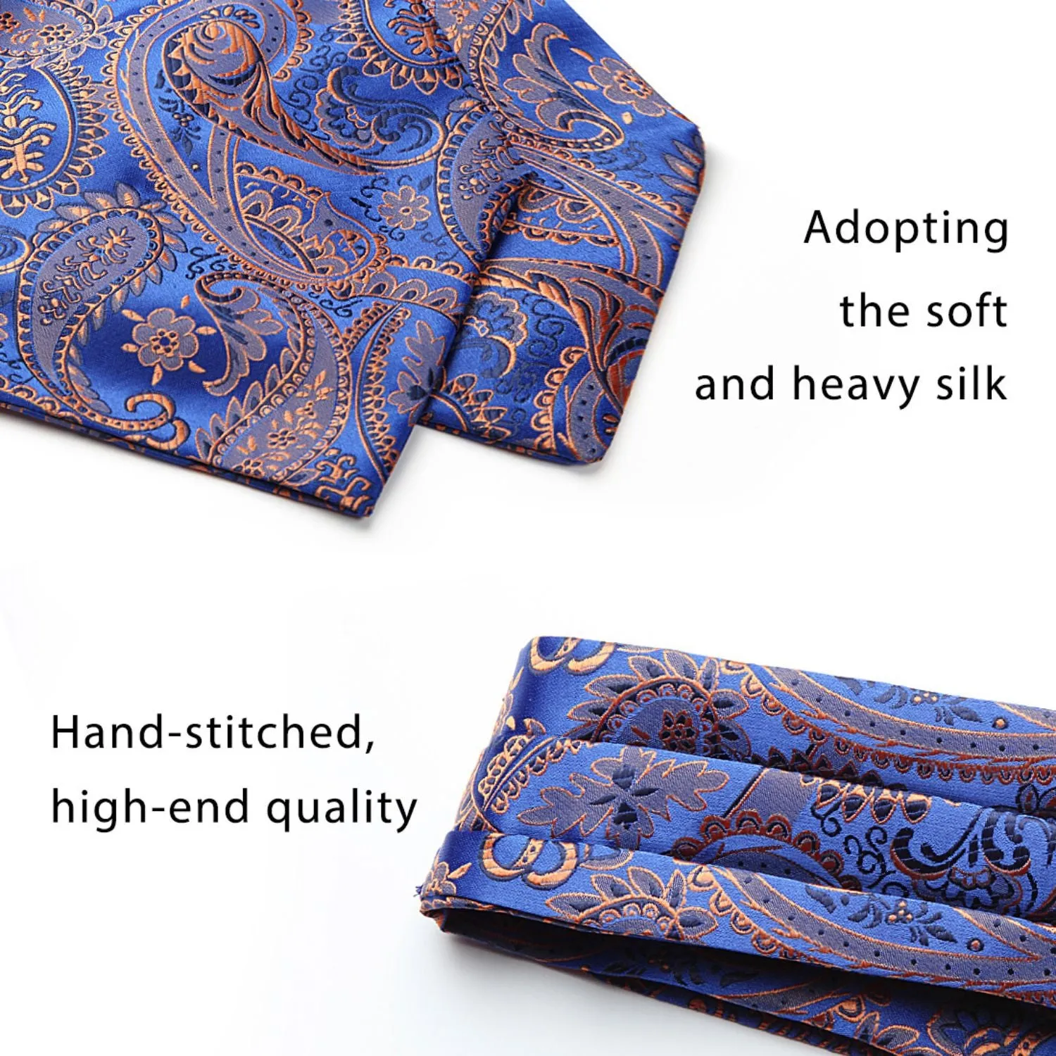 Floral Ascot Cravat Scarf - BLAU/GOLD