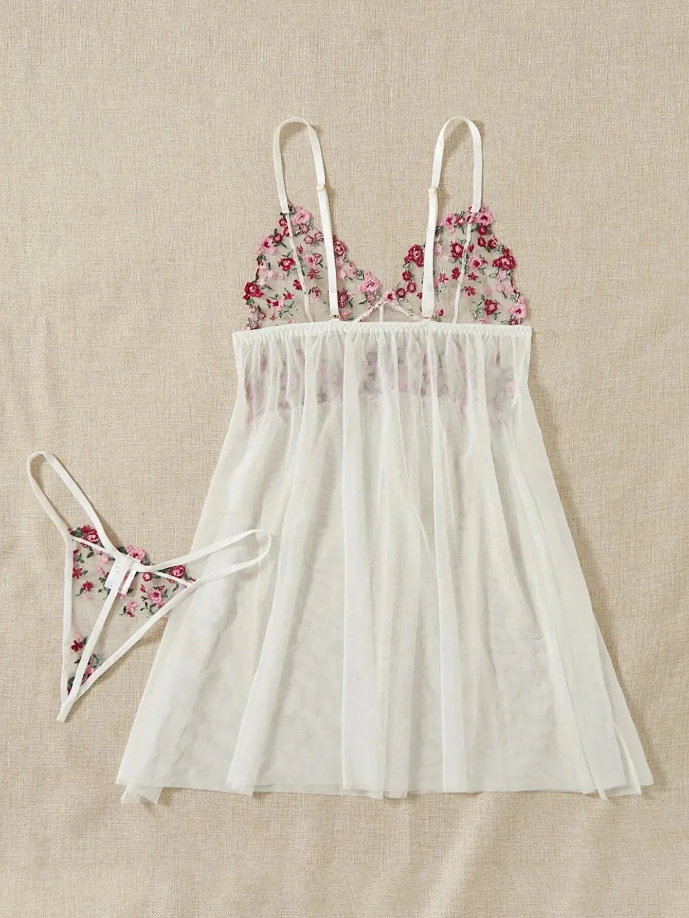 Floral Lingerie V-neck Lace Nightdress