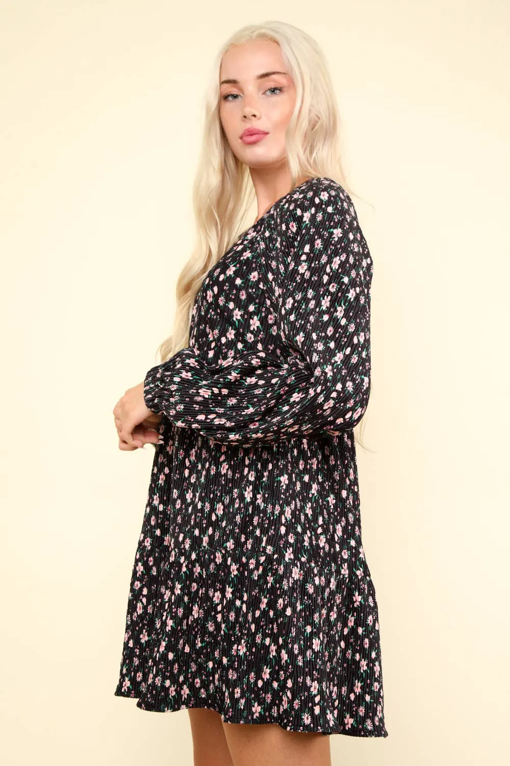 Flower Printed Velvet Dress