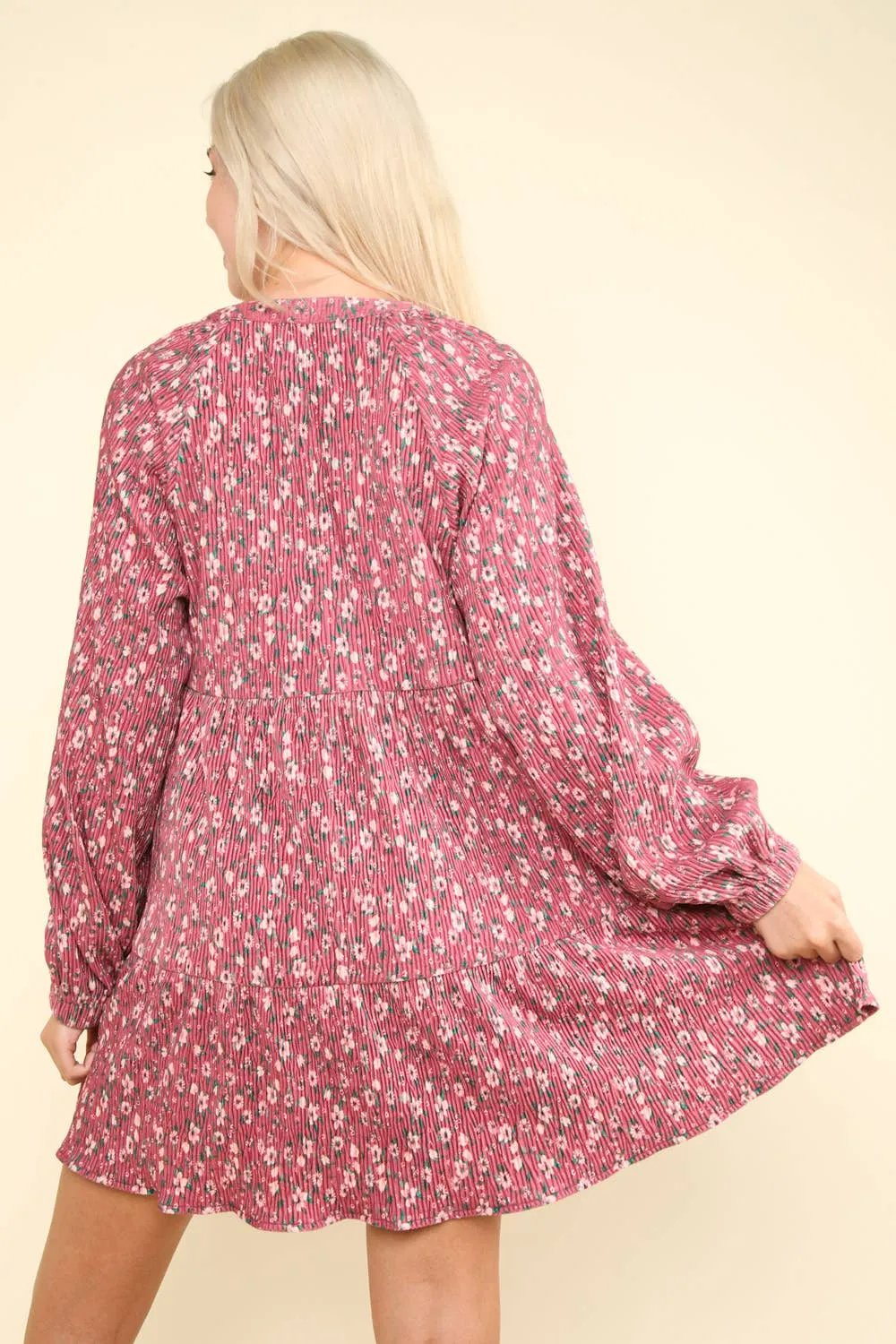 Flower Printed Velvet Dress