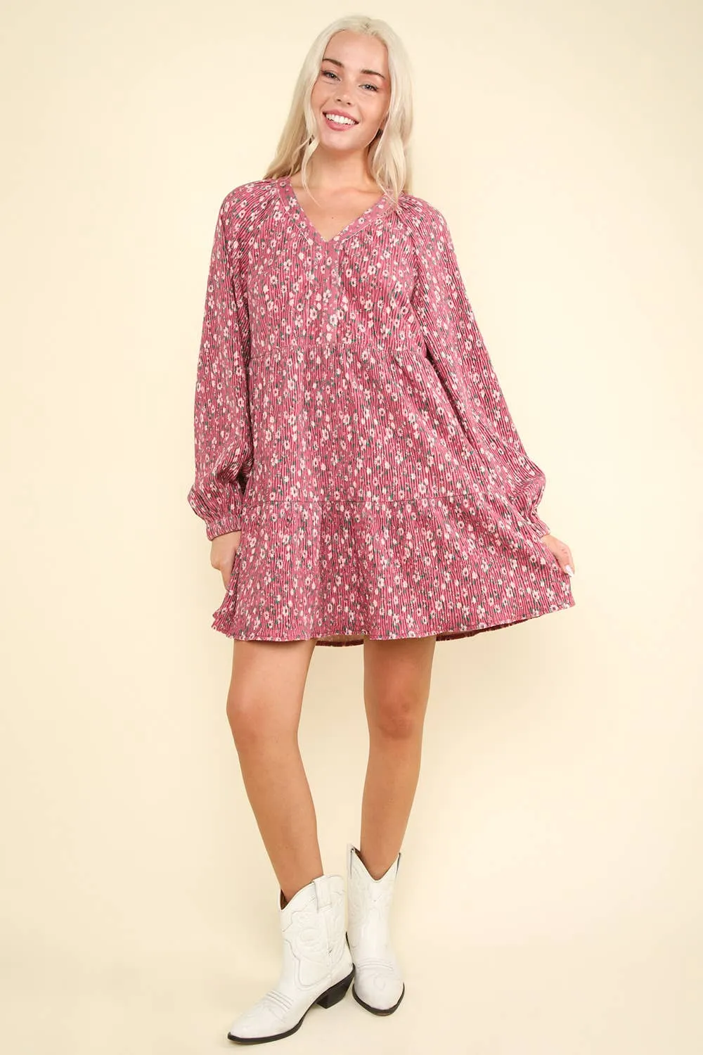 Flower Printed Velvet Dress