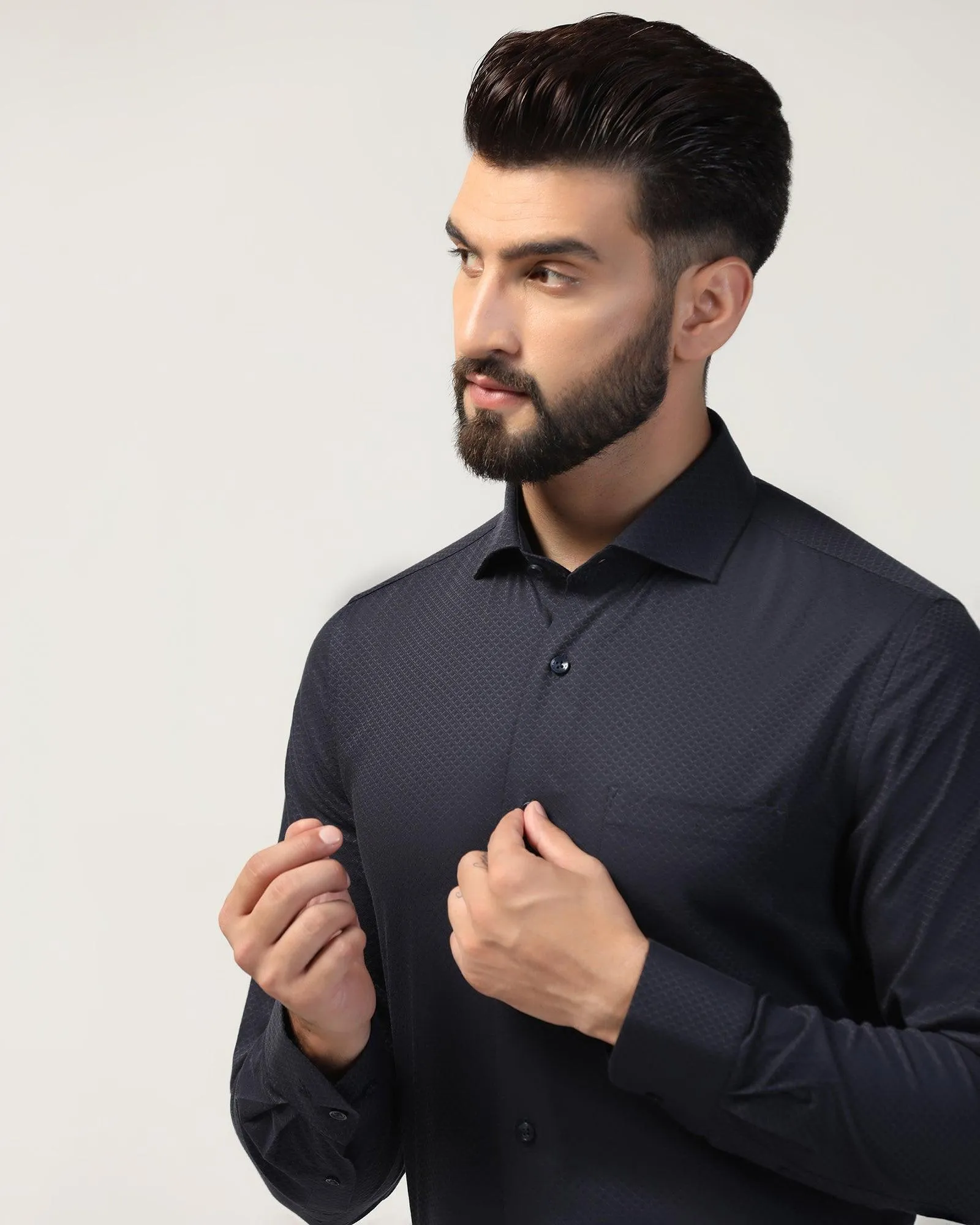 Formal Navy Textured Shirt - Lucas