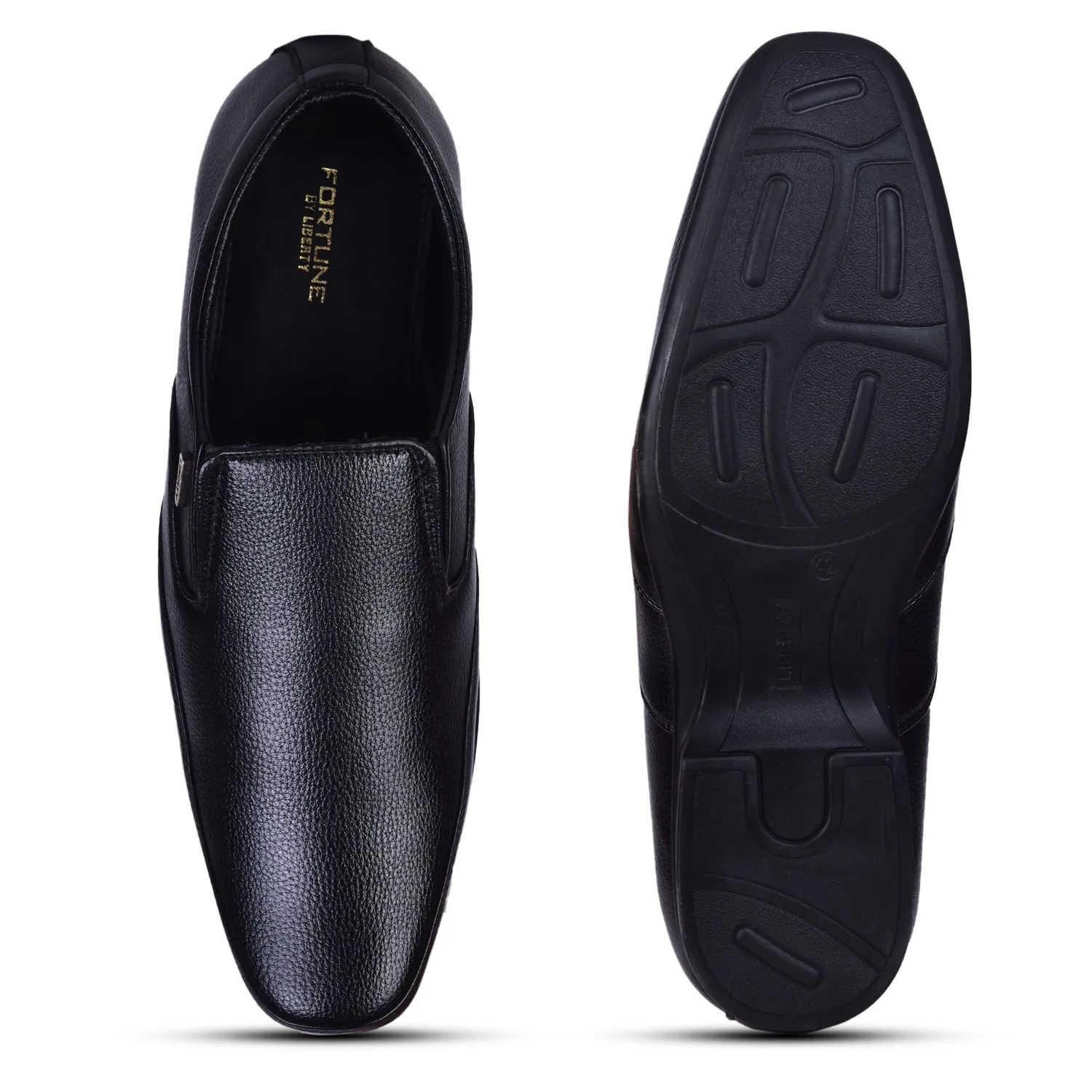 Fortune Black Formal Non Lacing Shoes For Men HOL-132E By Liberty