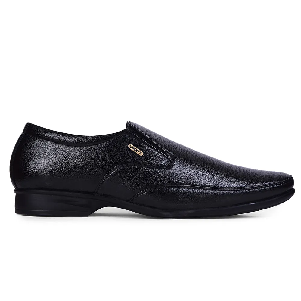 Fortune Black Formal Non Lacing Shoes For Men HOL-132E By Liberty