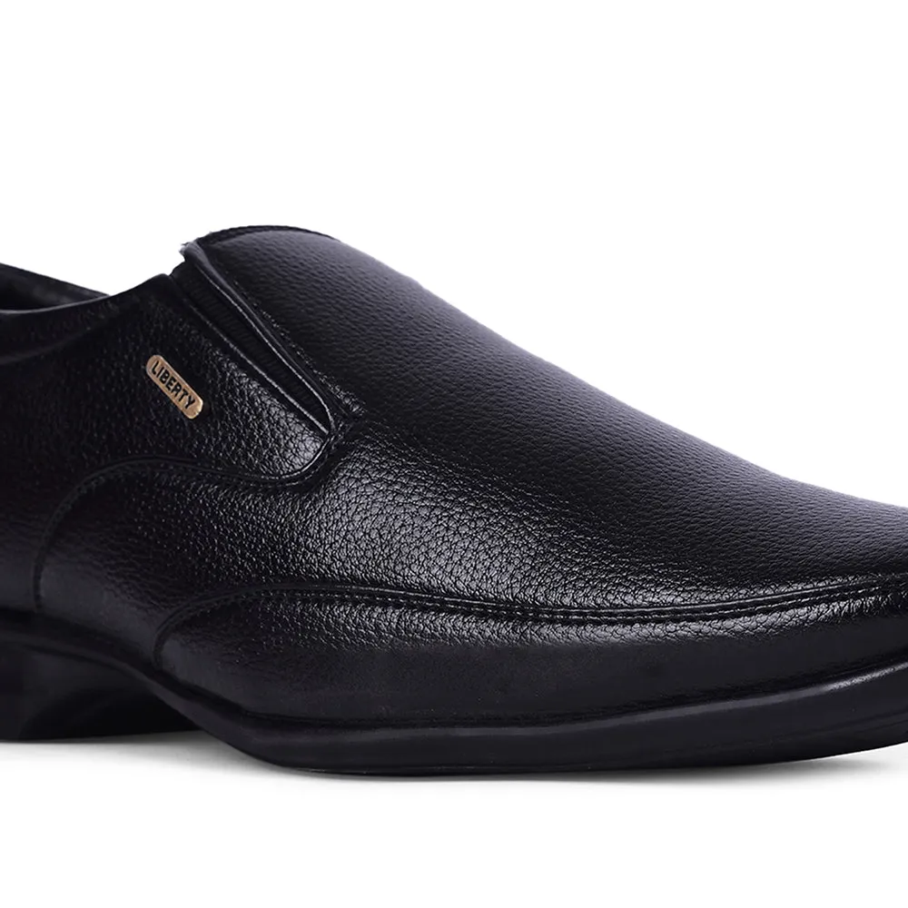 Fortune Black Formal Non Lacing Shoes For Men HOL-132E By Liberty