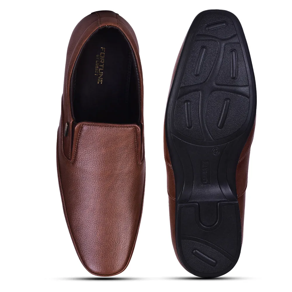 Fortune Tan Formal Non Lacing Shoes For Men HOL-132E By Liberty