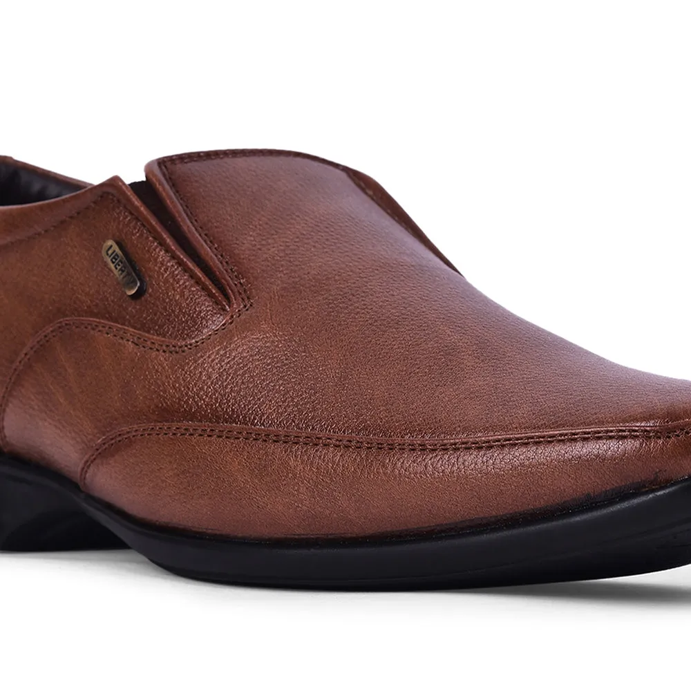 Fortune Tan Formal Non Lacing Shoes For Men HOL-132E By Liberty