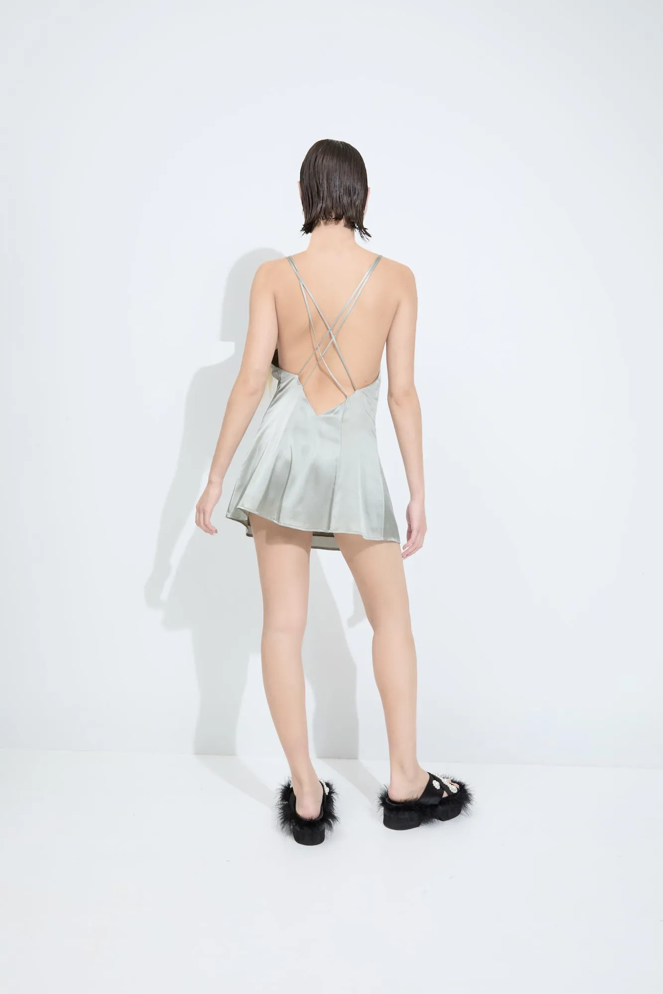 FREUDIAN SILK MINI SLIP {SAGE}