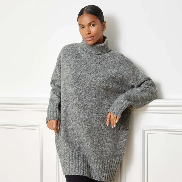 Funnel Neck Short Jumper Dress