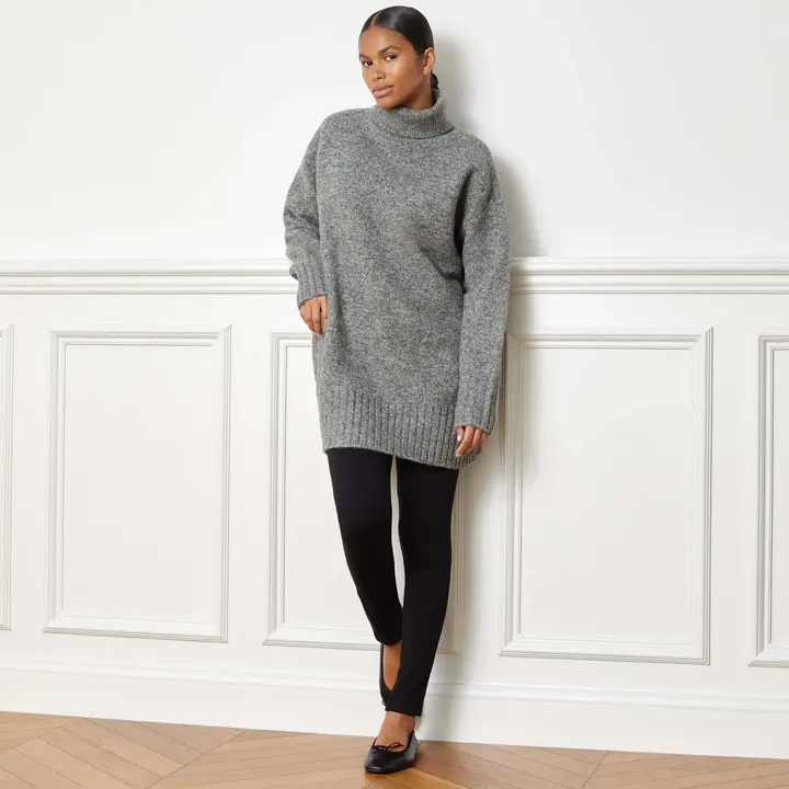 Funnel Neck Short Jumper Dress