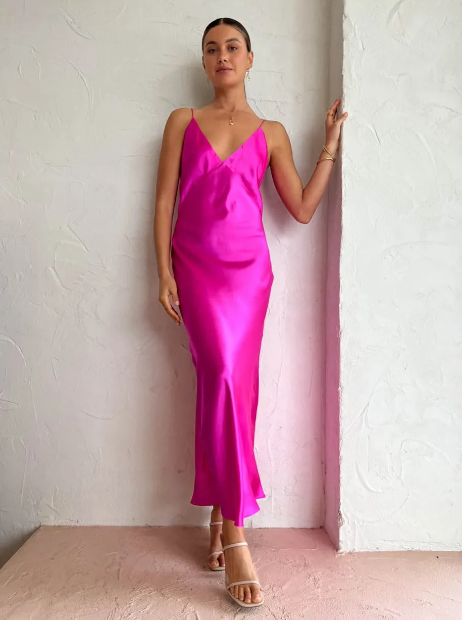 Ginia Noa Dress in Electric Pink