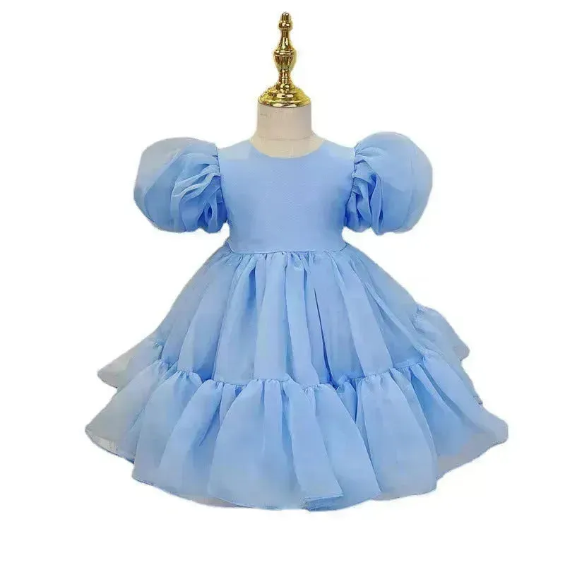 Girls Princess Mesh Puff Sleeve Dress Princess gown for kids