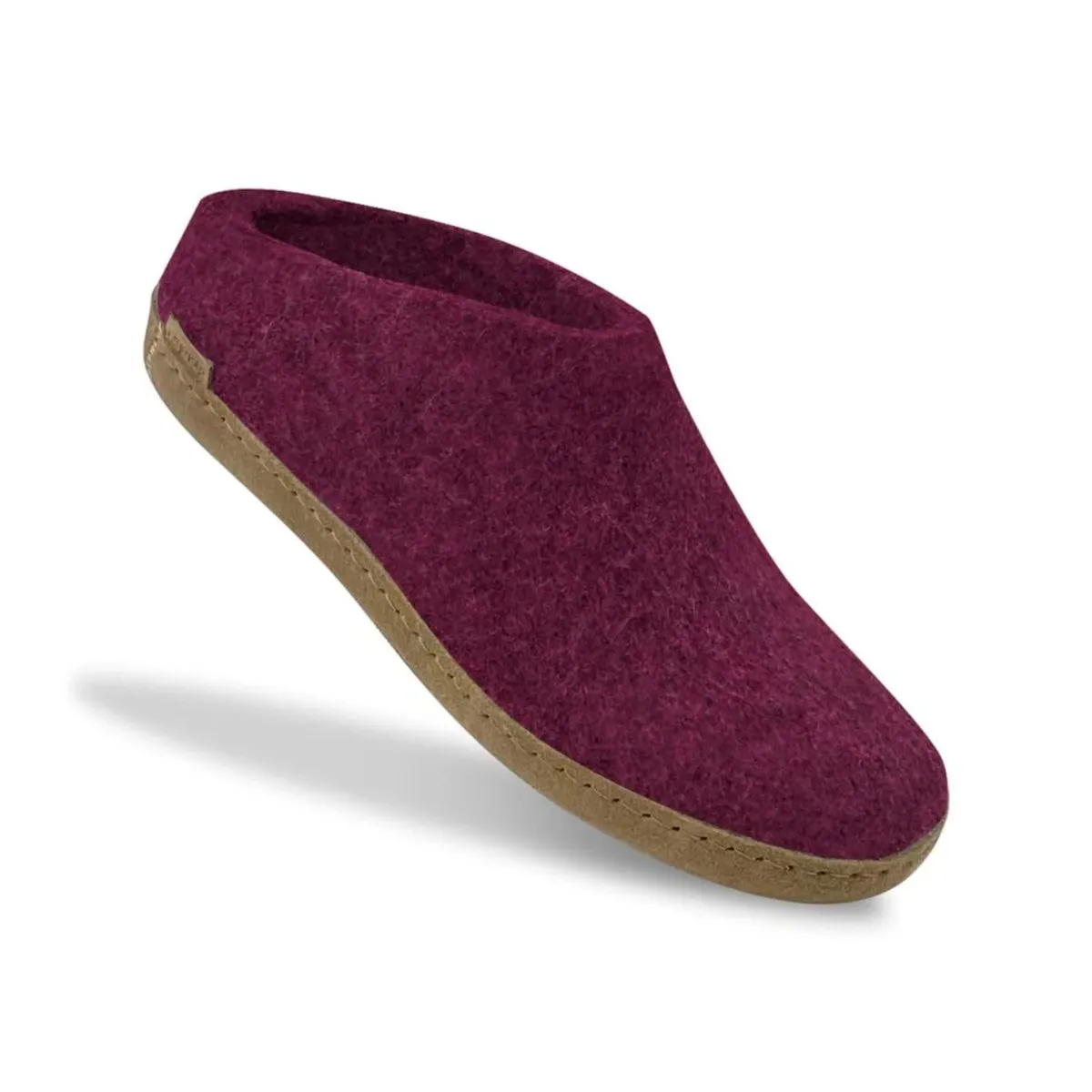 Glerups Women's Model B Slipper with Leather Sole Cranberry