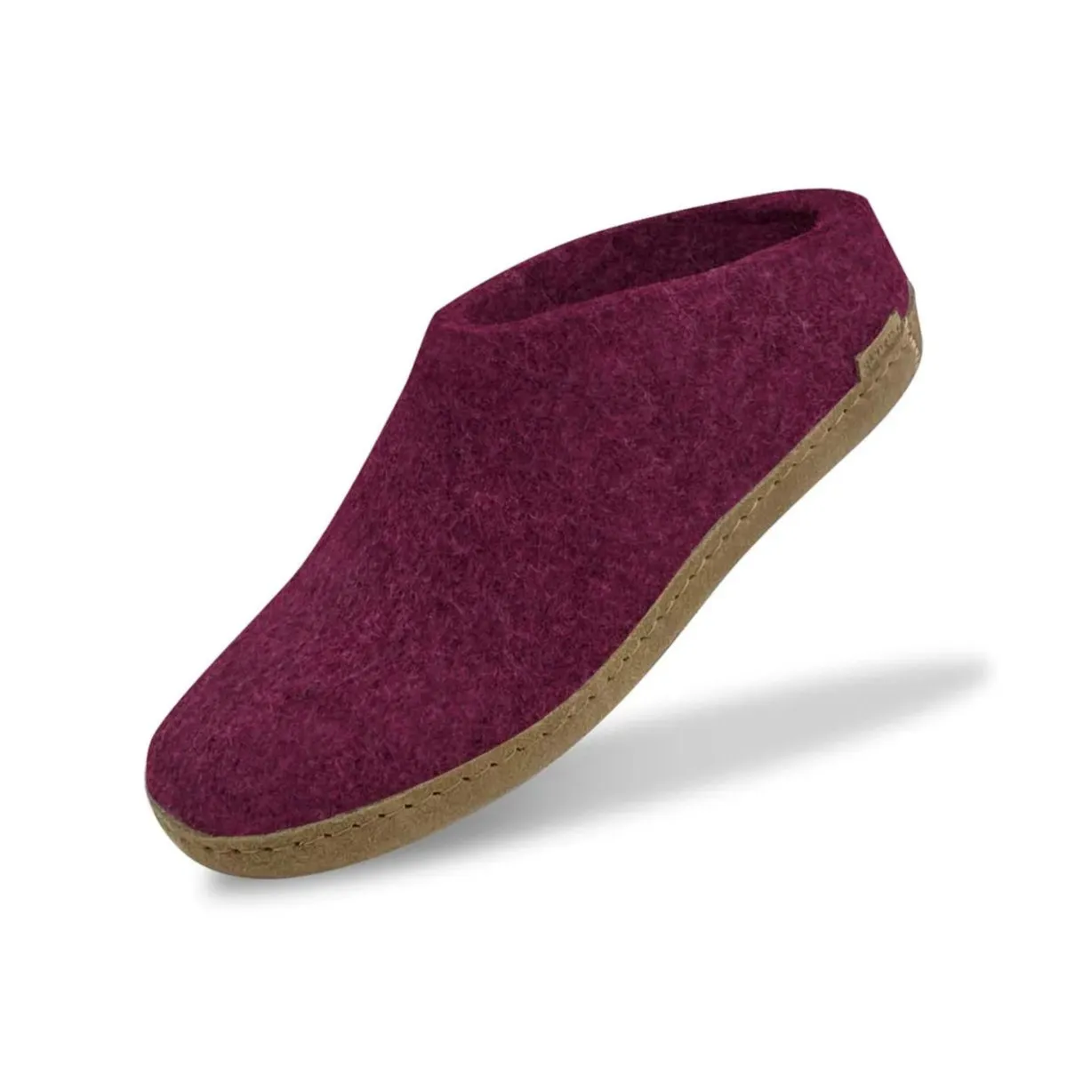 Glerups Women's Model B Slipper with Leather Sole Cranberry